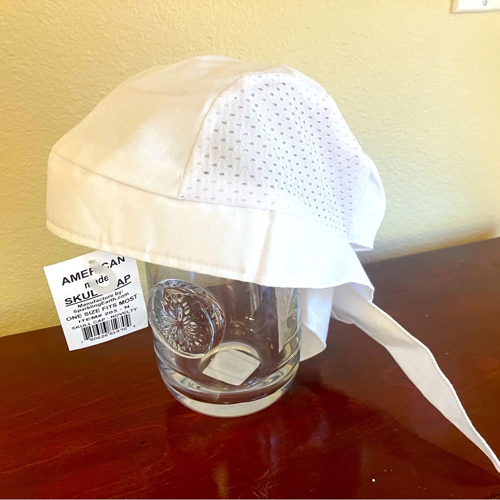 Lot of 6 NEW American Made White Skull Caps